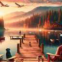 1000 Pieces Puzzle for Adults, Rocorose Lakeside Evening Sunset Scenery Cabin Jigsaw Puzzle, Nature Landscape Challenging Family Puzzle Gift Perfect for Game Nights