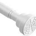 White Tension Curtain Rod 31-63Inch, Shower Rods for Bathroom, Adjustable Tension Curtain Rod No Drilling for Window, Closet, Room Divider, Stainless Steel Spring tension rod