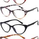 EYEURL 4-Pack Cat Eye Reading Glasses for Women Blue Light Blocking Computer Reading Glasses Anti-Glare Cat Eye Readers For Women,1.75