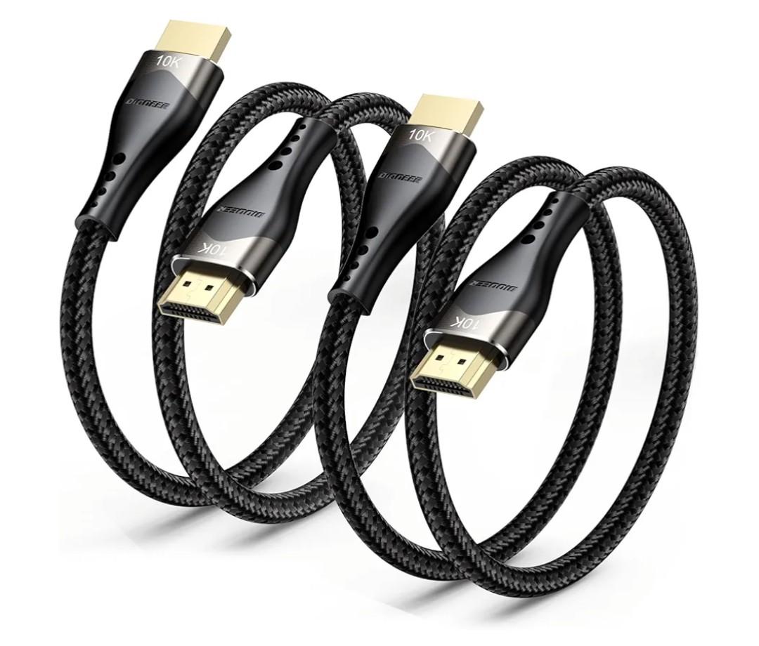 Short HDMI Cable 1.5 FT 2-Pack, 10K 8K HDMI 2.1 Ultra High Speed HDMI Cable 18 inch with Ethernet 48Gbps, 8K@60Hz, 4K@120Hz, HDR10, eARC for Monitor, HDTV, PS5, HDMI Switch, PC