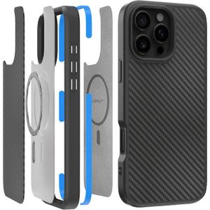 LONLI 2.0 - for iPhone 16 Pro Max Case - The Toughest Aramid Fiber Magnetic Protective Phone Cover - [360 Shock-Absorbent Bumper and Inner TPE Frame] - [Compatible with Magsafe] - Aramid Fiber