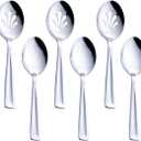 GoGeiLi Stainless Steel Serving Set, 3 Large Spoons and 3 Slotted Spoons, 9.5-inch Catering Set for Party, Banquet, Buffet, Dishwasher Safe