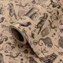 WRAPAHOLIC 30 Inch Kraft Animal Wrapping Paper Roll - 30 Inch x 33 Feet - Vintage Funny Trash Friends Opossum Rat Crow Cat Skunk Mouse Design Perfect for Birthday, Party, Holiday