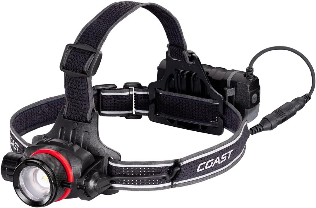 COAST HL8R 2000 Lumen Rechargeable PURE BEAM Focusing LED Headlamp, Black