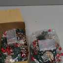 13.1Ft 60LED Prelit Christmas Garland with Lights, Battery Operated Berry Pinecones Red Garland Lights, Winter Garlands for Decoration Christmas Mantle Fireplace Indoor Outdoor Home