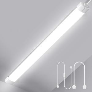 Airand Led Garage Light 5FT Shop Lighting Fixture with Plug in Cord,Waterproof LED Lights 5000K Under Cabinet Lighting Tube Lights 45W for Kitchen Bathroom Workbench, 5FT/1PCS