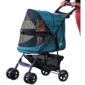 Pet Gear No-Zip Happy Trails Pet Stroller for Cats/Dogs, Zipperless Entry, Easy Fold with Removable Liner, Storage Basket + Cup Holder, Pine Green