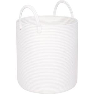 MINTWOOD Design Large 18 x 16 Inches Decorative Woven Cotton Rope Basket, Tall Laundry Basket Hamper, Blanket Basket for Living Room, Storage Baskets for Toys, Towel, Throw, Pillow, Creamy White