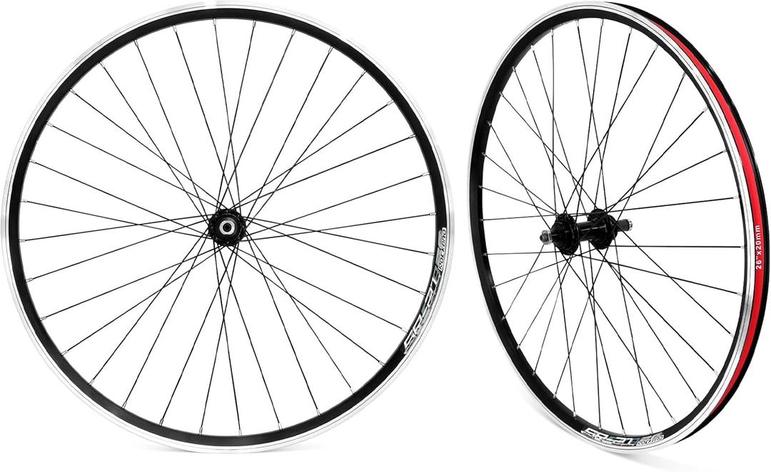 26" Mountain Bike Wheelset, Quick Release MTB Bicycle Double Wall Rims MTB Wheel Set, Ultralight Aluminum Alloy 32H Bike Wheels Compatible MF-TZ500 6 Speed Freewheel 26" Mountain Bike Wheelset, Quick Release MTB Bicycle Double Wall Rims MTB Wheel Set, Ultralight Aluminum Alloy 32H Bike Wheels Compatible MF-TZ500 6 Speed Freewheel