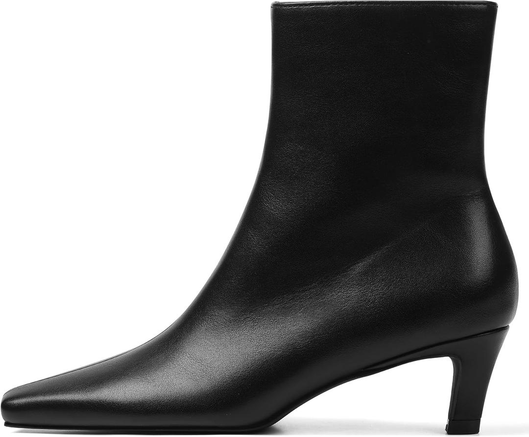 Mattiventon Fall Boots for Women Low Heel Square Toe Kitten Heel Booties Dressy Comfortable Mid Calf Boots with Side Zip, 9, Black