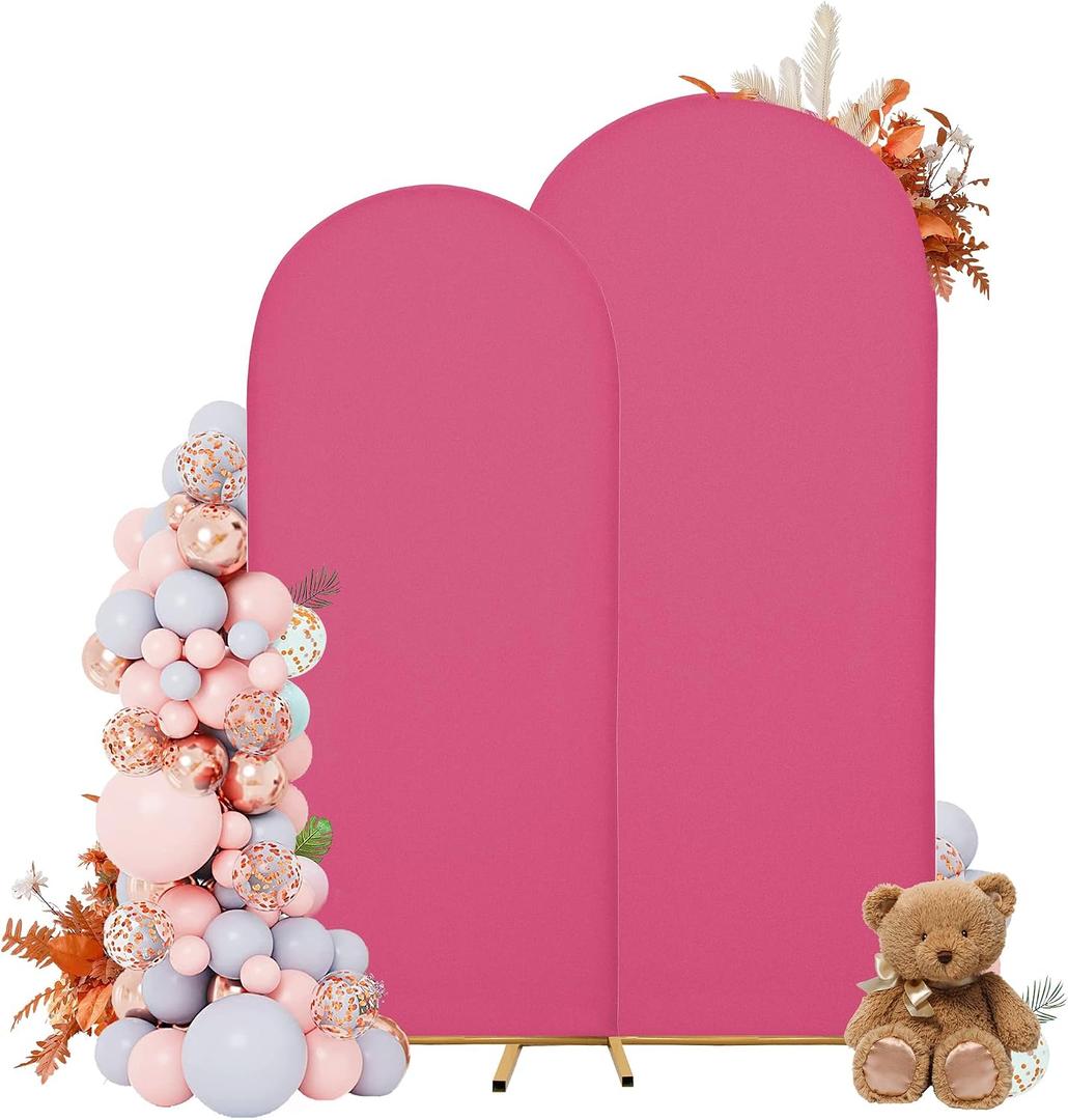 Arch Covers,Arch Backdrop Stand Fitted Cover for Wedding Birthday Party Ceremony Banquet Decoration(6.6FT,Rose Red,Cover Only)