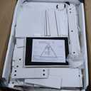 LIVELYGLOW Makeup Vanity Desk Set, White, 35.4W x 15.7" D x 53.9" H (Large Smart LED Mirror, with Cushion Stool, Hairdryer Rack, Power-Outlet, 4 Drawers)