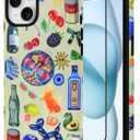 SOKAD Magnetic Summer Collage Phone Case for iPhone 15, Cute Fruits Drinks Collage Pattern Compatible with Magsafe Matte Protective Case Cover with Screen Protector for Girls Women