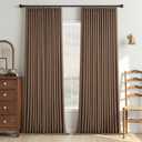 120 Inch Pinch Pleated Linen 100% Blackout Curtains Rust Brown W50xL120