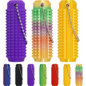 Little Ouchies Pain Fidget, Pain Stim Fidget for Stress Relief & Focus, Little ouchies, Mini Fidget Toys, 3D Printed with Hard Spiky Fidget Massage Keychain (Rainbow+Gold+Purple)