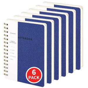 Spiral Notebook-5.75" x 8.125" College Ruled Journal with Inner Pockets and 160 Pages,PU Leather Cover Business Journal, Twin-Wire Binding Notebook Perfect for Office & Home School Supplies 6 pack Navy Blue