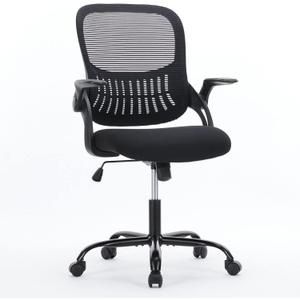 NEWBULIG Office Desk Task chair with Lumbar Support and Comfortable Armrests, Flip-up Arms, Black-flip up
