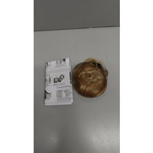 MY-LADY Messy Bun Hair Pieces Human Hair for Women Real Hairpiece Straight Scrunchies Tousled Updo Donut Chignon Ponytail Extension Light Brown & Bleach Blonde