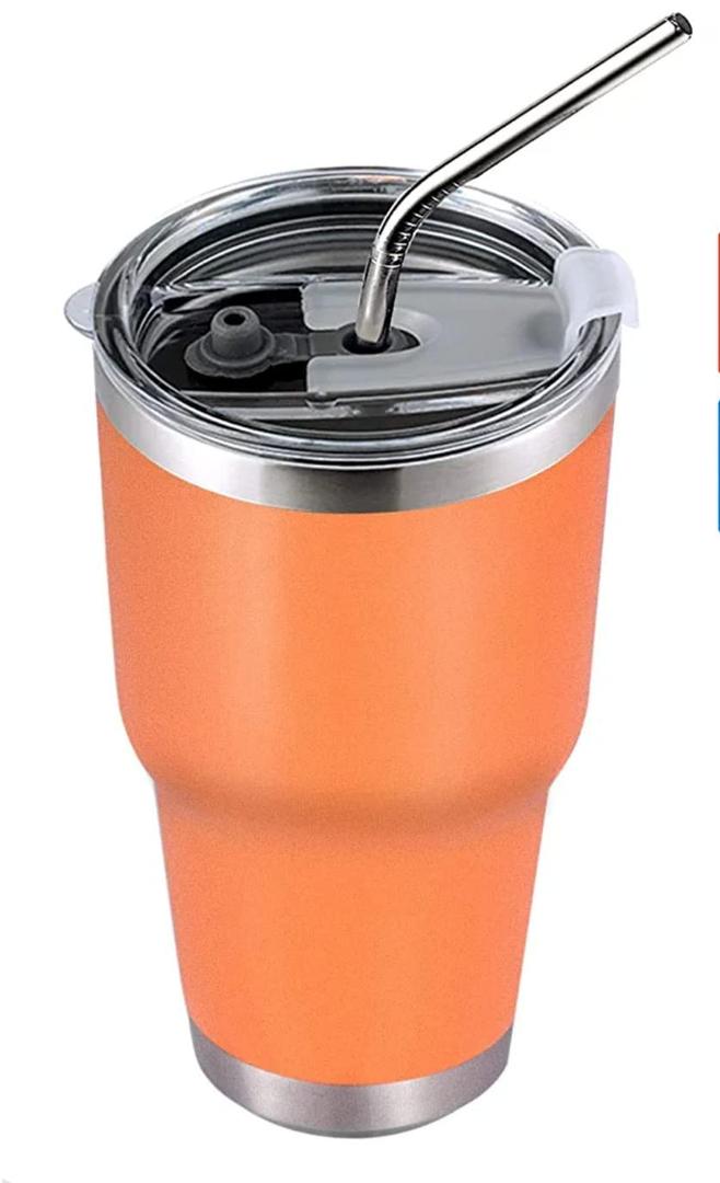 Climate Stainless Steel Metal Tumbler Drink Container with Straw - Orange