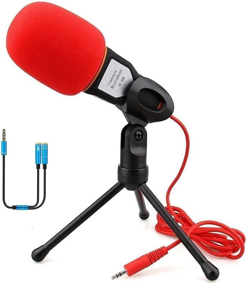 Computer Microphone,Condenser Microphone,3.5MM Plug and Play Omnidirectional Mic with Desktop Stand for Gaming,YouTube Video,Recording Podcast,Studio,for PC,Laptop,Tablet,Phone (Black)