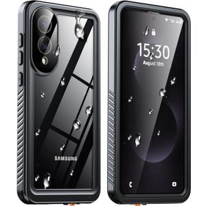 ANTSHARE for Samsung Galaxy S25 Edge Case, [IP68 Waterproof] S25 Edge Case with [Built-in Screen/Camera Protector], Full Body Sealed Protective Front and Back Cover for Galaxy S25 Edge 6.7" - Black