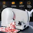 Meat Slicer, 200W Electric Food Slicer with 2 Removable 7.5" Stainless Steel Blades and Stainless Steel Tray, Child Lock Protection, Adjustable Thickness, Food Slicer Machine for Meat Cheese Bread