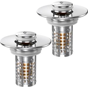 Sink Stopper Hair Catcher(New-2pcs), Pop-up Sink Drain Strainer with Removable Stainless Steel Strainer Basket Hair Catcher, Bathroom Sink Strainer for Bathroom Sink Stopper Replacement