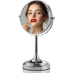 OVENTE 7'' Tabletop Makeup Mirror with 1X/7X Magnification, 360 Swivel Design and Double-Sided Free-Standing Vanity Mirror Perfect for Dresser, Bedroom and Office Desk, Polished Chrome MNLCT70CH1X7X OVENTE 7'' Tabletop Makeup Mirror with 1X/7X Magnification, 360 Swivel Design and Double-Sided Free-Standing Vanity Mirror Perfect for Dresser, Bedroom and Office Desk, Polished Chrome MNLCT70CH1X7X