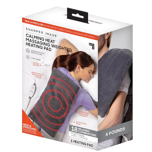 Calming Heat Massaging Vibrations Weighted Heating Pad by Sharper Image | Temperature Settings, Auto ShutOff Feature, Gift for Holidays, Women & Men | 3 Heat, 6 Massage, 12” x 24”, 4 lbs