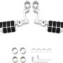 FOVPLUE Motorcycle Highway Footpegs,Univeral Highway Peg for Harley Touring Softail Dyna Sportster Honda Kawasaki Suzuki Yamaha Indian Victory w/ 25-35mm 1'',1.25'',1.3'' Engine Guards/Tubing (CHROME)