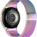 Milanese Loop Metal Strap for Samsung Galaxy Watch 7 6 5 4 Fe/6 4 Classic Band 40mm 44mm/43mm 47mm/42mm 46mm Women Men,20mm Quick Release Magnetic Mesh Band for Garmin Vivoactive 5 3/Venu Sq/Sq 2 (Rainbow)