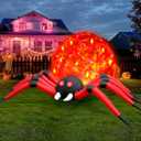 FunFanso 12FT Halloween Inflatable Spider Outdoor Decorations for Yard, Giant Blow up Halloween Holiday Decorations with Rotating Flame LED Lights, Large Red Spider for Garden Party Lawn Roof Porch