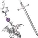 Fantasy Fourth Wing Bookmark - Cool Funny Dragon Sward Page Marks Book Lovers Personalized Tassel Metal Antique Silver Bookmarks Reading Reader Boys Men Birthday New Year Valentines Gifts