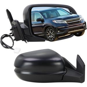 Right Passenger Side Mirror Compatible With 2016 2017 2018 2019 2020 2021 2022 Honda Pilot With Manual Folding Power Glass Matte Black Replace#76200TG7A01 (3Pins)