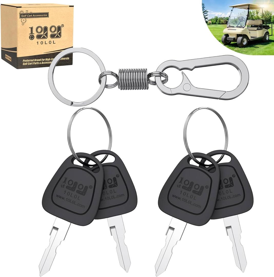 10L0L 4 Pack Golf Cart Keys for Club Car DS 1982-up, Club Car Precedent 2004-up, Replace OEM 1012505