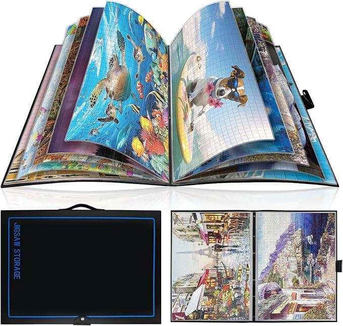 Puzzle Storage Folder Keeper for Jigsaw Enthusiasts Puzzle Space-Saving Organizer Accessories for Adults Holds 20 Puzzles, HD Film Pockets