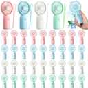 Glooglitter 36 Pcs Mini Portable Fans Bulk Handheld Battery Operated Fan with Lanyard for Makeup Eyelash, Cooling Lightweight Pocket Personal Fans for Wedding Outdoor Use (Pink Blue White Green)