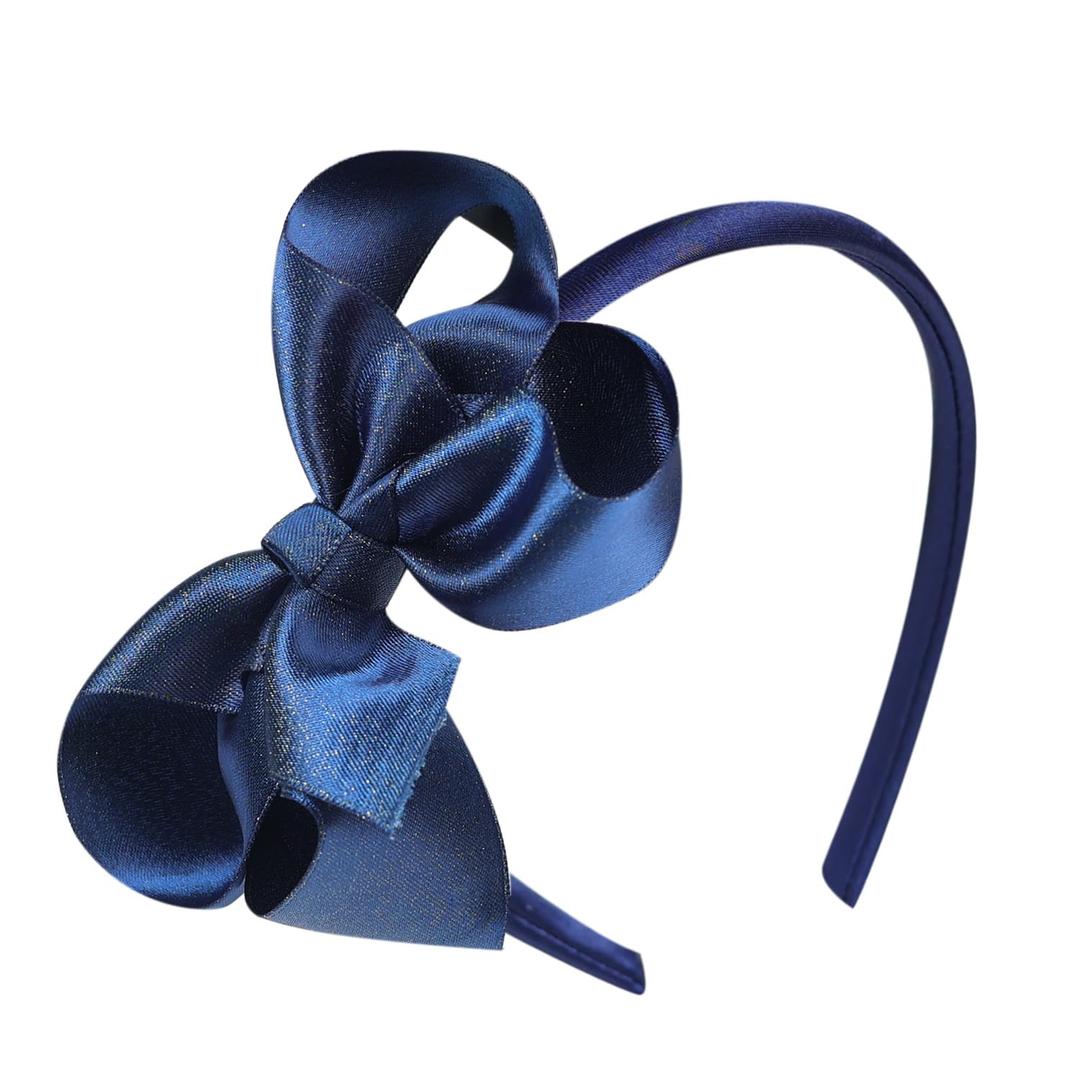Boutique Hair Bow Headbands for Kids, Toddlers, and Girls - Navy Blue