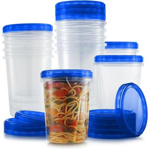 6 Pack Leakproof Freezer Containers for Food with Twist Top Lids - 32 Oz BPA Free Reusable Plastic Soup Containers with Screw On Lids - Ideal for Meal Prep, Leftovers & Pantry Organization