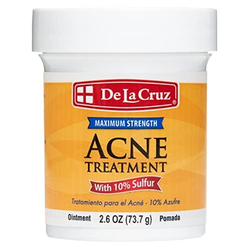 De La Cruz 10% Sulfur Ointment - Cystic Acne Treatment for Face and Body - Daily 10 Min Spot Treatment Mask - Safe and Effective Game Changing Hormonal Acne Treatment That Clears Up Pimples - 2.6 oz, Pack of 2