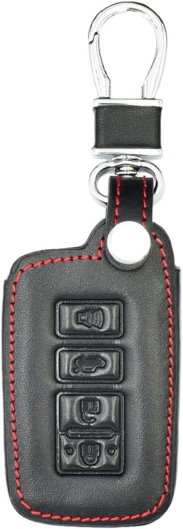 Leather Car Smart Key Protector Case Cover Key Bag Keychain with Toyota Auris Camry RAV4 Avalon Yaris Verso (4 Buttons)