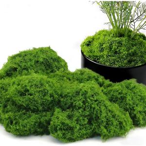 Fake Green Moss for Crafts, Artificial Moss for Potted Plants Indoor, 7OZ Faux Decor for Fairy Garden, DIY Decorative, Vase Fillers, Wedding Party, Model Making (Dark Green)