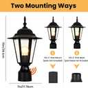 15" Dusk to Dawn Outdoor Post Light, Modern Black Outdoor Lamp Post Light Fixture, Lamp Posts Exterior Lighting Pole Lantern for Outside Porch Garage Street, Waterproof Aluminum & Glass, 1 Pack, E26