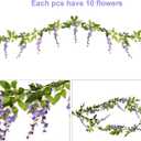 DearHouse 4Pcs 6.6Ft/Piece Artificial Flowers Silk Wisteria Garland Artificial Wisteria Vine Rattan Silk Hanging Flower for Home Garden Outdoor Ceremony Wedding Arch Floral Decor(Light Purple)