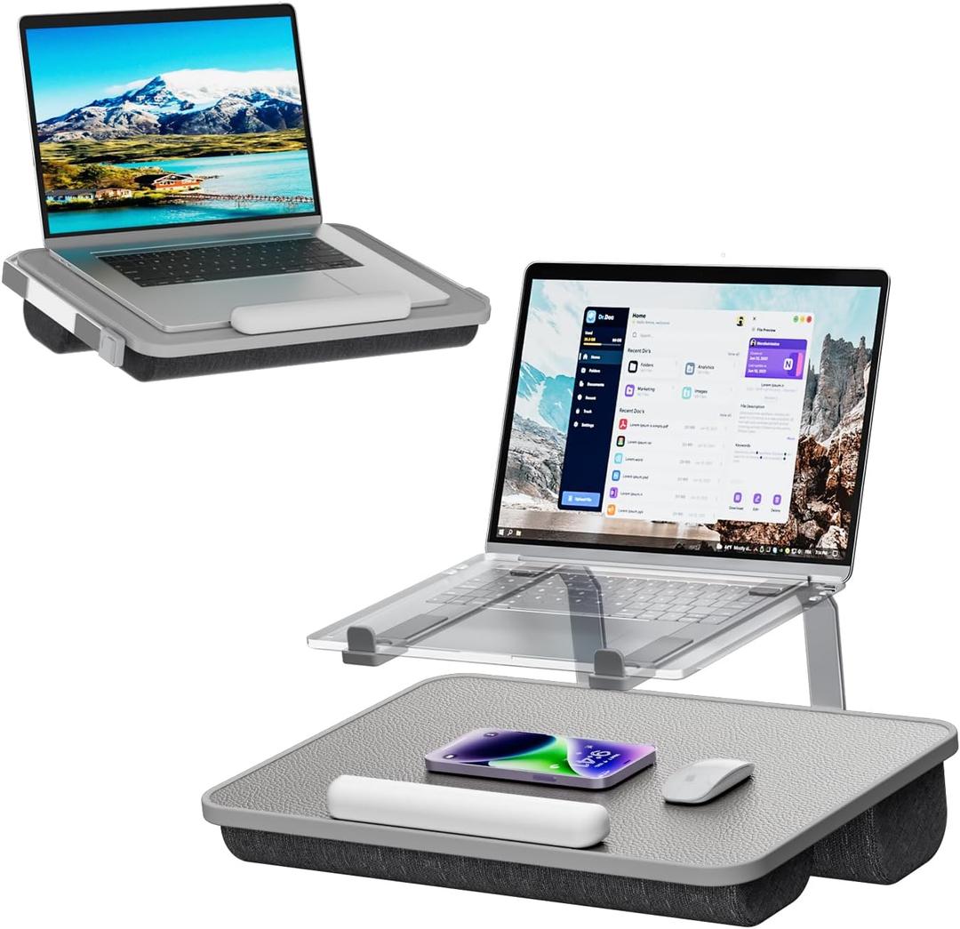 Lap Desk for Laptop, Elevated Laptop Stand for Bed, Fits up to 15.6" Laptops & MacBook, Lightweight Lap Desks for Adults with Comfortable Cushion for Bed & Couch (17.1*11.8 inch)