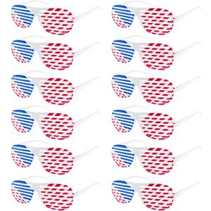 American Flag USA Patriotic Design Plastic Shutter Glasses Shades Sunglasses Eyewear for Party Props, Decoration (12 Pairs)