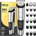 Ufree 3-in-1 Beard Trimmer Kit, Men's Electric Shaver Razor for Mustache Body Nose Facial Hair, Professional Hair Trimmer, Rechargeable Clippers, Waterproof Beard Grooming, Birthday Gifts for Men