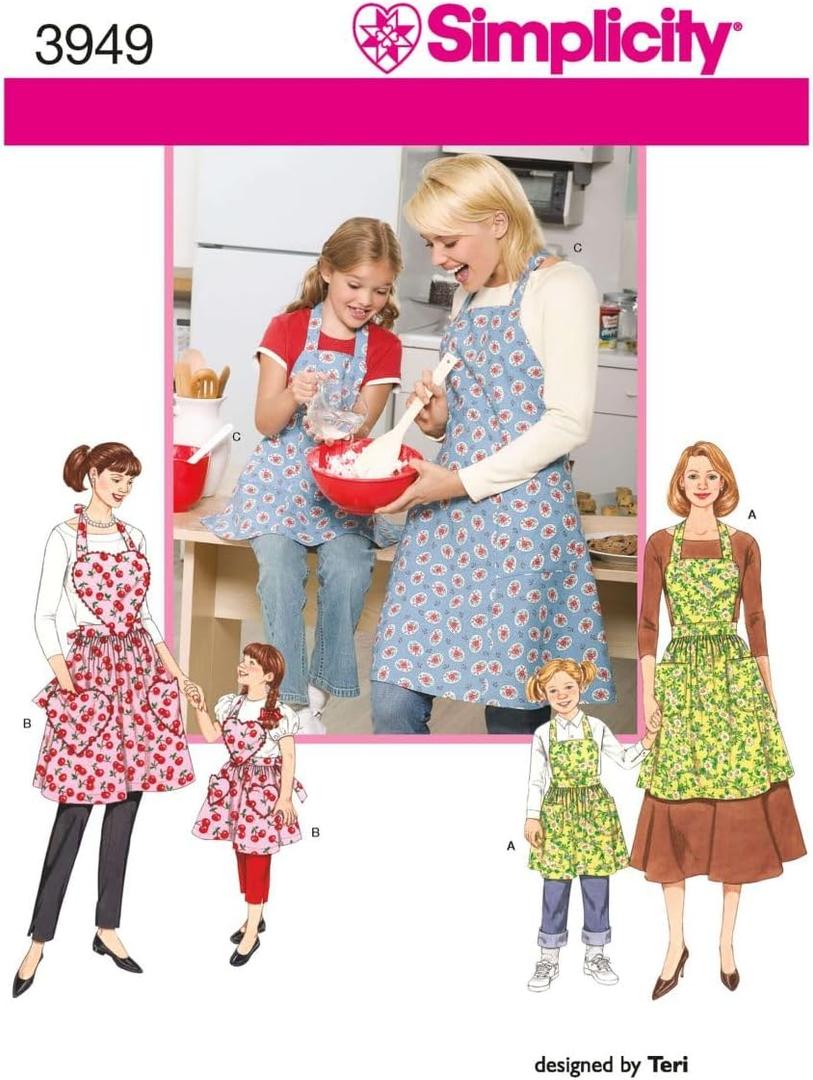 Simplicity Child and Adult Matching Apron Sewing Patterns, Sizes S-L