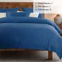 SONORO KATE Bed Sheet Set Super Soft Microfiber 1800 Thread Count Luxury Egyptian Sheets 16-Inch Deep Pocket Wrinkle and Hypoallergenic-4 Piece(Queen, Navy Blue)