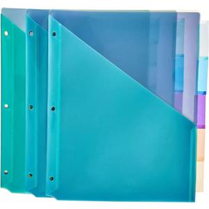 Amazon Basics Tab Dividers for 3 Ring Binder, Two Pocket, Letter Size, Assorted Colors, 15 Count